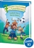 Buchcover und Innenansicht für das Buch: Leselöwen - Das Original - 7-Minuten-Geschichten zum Lesenlernen - Fußball, Tore, Meisterträume