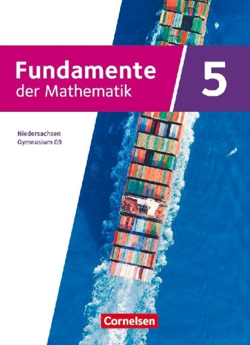 Buchcover und Innenansicht für das Buch: Fundamente der Mathematik 5. Schuljahr. Niedersachsen - Schulbuch - Mit digitalen Hilfen und interaktiven Zwischentests