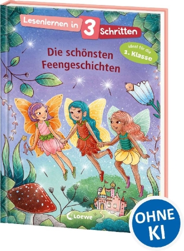 Buchcover und Innenansicht für das Buch: Lesenlernen in 3 Schritten - Die schönsten Feengeschichten