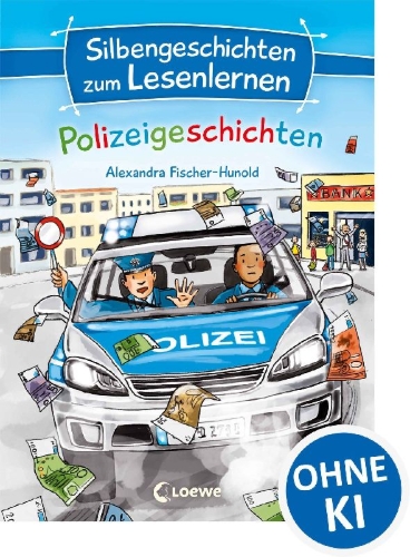 Buchcover und Innenansicht für das Buch: Silbengeschichten zum Lesenlernen - Polizeigeschichten
