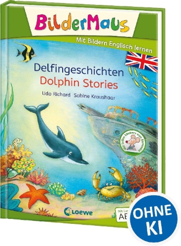 Buchcover und Innenansicht für das Buch: Bildermaus - Mit Bildern Englisch lernen - Delfingeschichten - Dolphin Stories