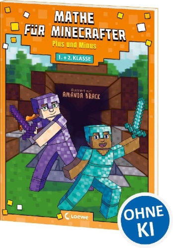 Buchcover und Innenansicht für das Buch: Math for Minecrafters: Adventures in Addition and Substraction