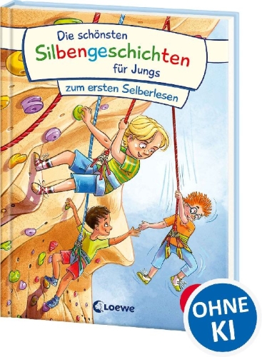 Buchcover und Innenansicht für das Buch: Die schönsten Silbengeschichten für Jungs zum ersten Selberlesen