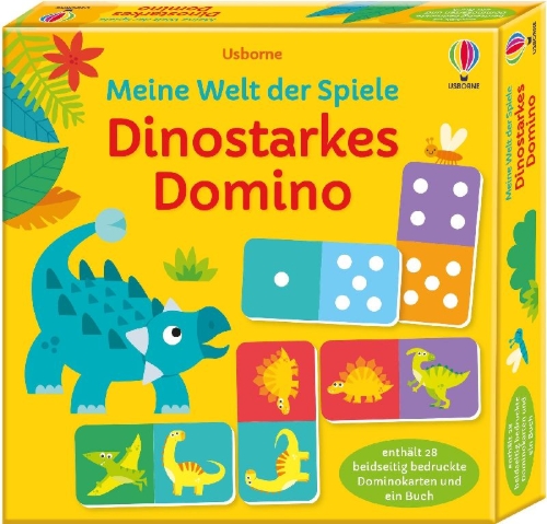 Buchcover und Innenansicht für das Buch: Meine Welt der Spiele: Dinostarkes Domino