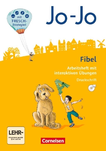 Buchcover und Innenansicht für das Buch: Jo-Jo Fibel 1. Schuljahr - Allgemeine Ausgabe 2016. Arbeitsheft mit interaktiven Übungen - In Druckschrift mit Einlegern