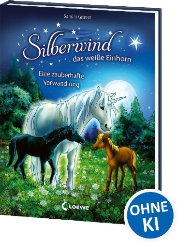 Buchcover und Innenansicht für das Buch: Silberwind, das weiße Einhorn (Band 9) - Eine zauberhafte Verwandlung