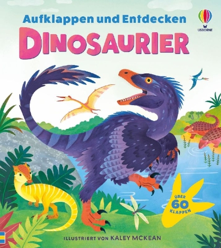 Buchcover und Innenansicht für das Buch: Aufklappen und Entdecken: Dinosaurier