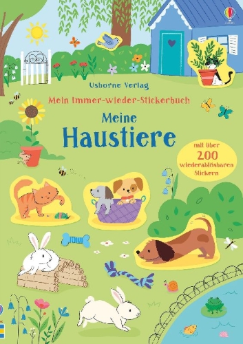 Buchcover und Innenansicht für das Buch: Mein Immer-wieder-Stickerbuch: Meine Haustiere