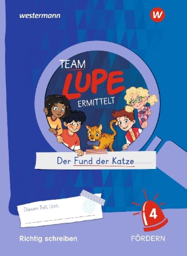 Buchcover und Innenansicht für das Buch: TEAM LUPE ERMITTELT - Übungshefte. Richtig schreiben FÖRDERN 4