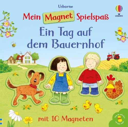 Buchcover und Innenansicht für das Buch: Mein Magnet-Spielspaß: Ein Tag auf dem Bauernhof