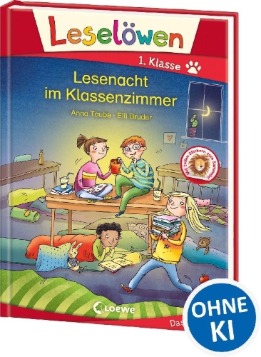 Buchcover und Innenansicht für das Buch: Leselöwen 1. Klasse - Lesenacht im Klassenzimmer