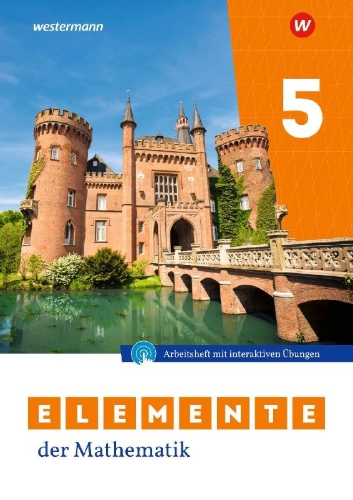 Buchcover und Innenansicht für das Buch: Elemente der Mathematik SI 5. Arbeitsheft mit Lösungen und Interaktiven Übungen. Für Nordrhein-Westfalen