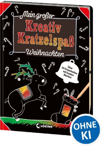 Buchcover und Innenansicht für das Buch: Mein großer Kreativ-Kratzelspaß: Weihnachten