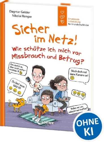 Buchcover und Innenansicht für das Buch: Sicher im Netz! Wie schütze ich mich vor Missbrauch und Betrug? (Starke Kinder, glückliche Eltern)