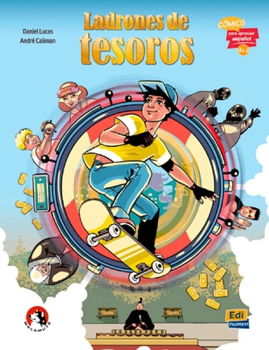 Buchcover und Innenansicht für das Buch: Spanisch-Lektüren SEK I / II. Comic Ladrones de tesoros ab Klasse 6
