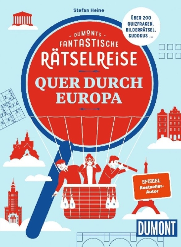 Buchcover und Innenansicht für das Buch: DUMONTs Fantastische Rätselreise Quer durch Europa