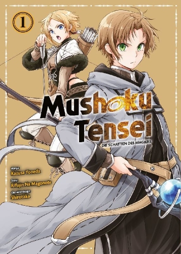 Buchcover und Innenansicht für das Buch: Mushoku Tensei: Die Schatten des Magiers 01