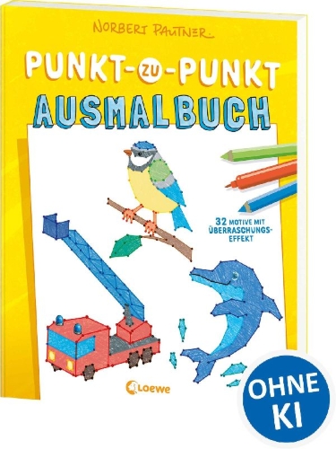 Buchcover und Innenansicht für das Buch: Punkt-zu-Punkt-Ausmalbuch (gelb)