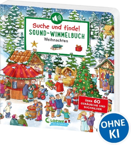 Buchcover und Innenansicht für das Buch: Suche und finde! Sound-Wimmelbuch - Weihnachten