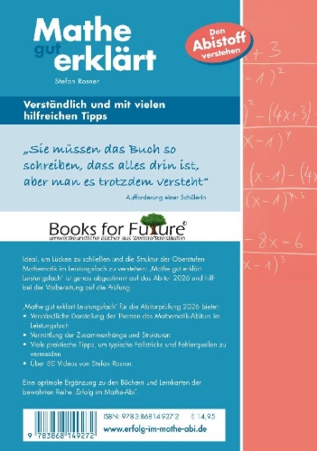 Buchcover und Innenansicht für das Buch: Mathe gut erklärt 2026 Leistungsfach Baden-Württemberg Gymnasium