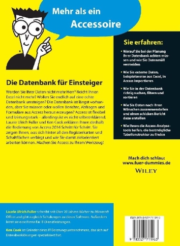Buchcover und Innenansicht für das Buch: Access 2016 für Dummies
