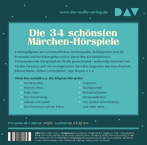Buchcover und Innenansicht für das Buch: Meine Märchen-Box - Die 34 schönsten Märchen-Hörspiele