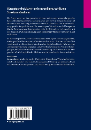 Buchcover und Innenansicht für das Buch: Börsenkurse bei aktien- und umwandlungsrechtlichen Strukturmaßnahmen