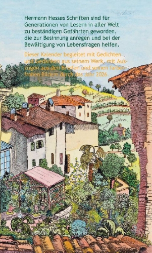Buchcover und Innenansicht für das Buch: Hermann Hesse Kalender für das Jahr 2026