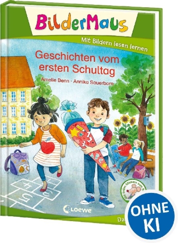 Buchcover und Innenansicht für das Buch: Bildermaus - Geschichten vom ersten Schultag