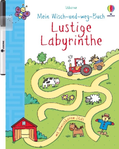 Buchcover und Innenansicht für das Buch: Mein Wisch- und Weg- Buch: Lustige Labyrinthe