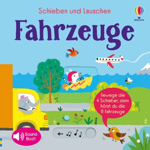 Buchcover und Innenansicht für das Buch: Schieben und Lauschen: Fahrzeuge