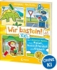 Buchcover und Innenansicht für das Buch: Wir basteln! XXL - Die schönsten Motive zum Malen, Ausschneiden und Kleben (gelb)