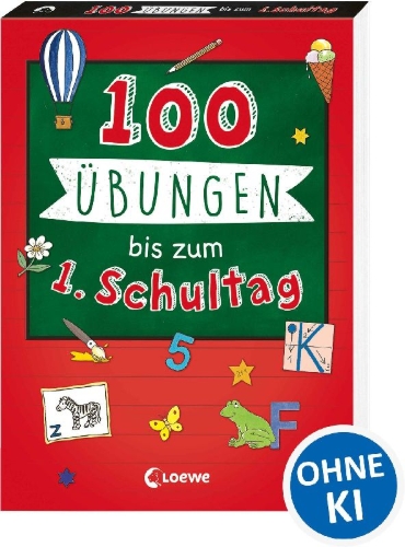 Buchcover und Innenansicht für das Buch: 100 Übungen bis zum ersten Schultag
