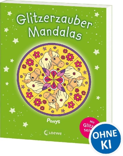 Buchcover und Innenansicht für das Buch: Glitzerzauber-Mandalas - Ponys