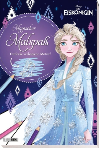 Buchcover und Innenansicht für das Buch: Disney Die Eiskönigin: Magischer Malspaß: Entdecke verborgene Motive!