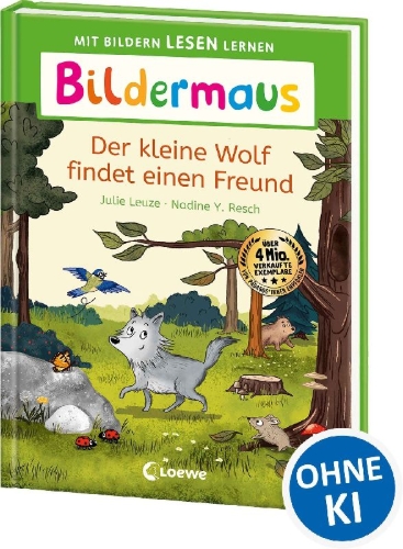 Buchcover und Innenansicht für das Buch: Bildermaus - Der kleine Wolf findet einen Freund