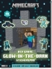 Buchcover und Innenansicht für das Buch: Minecraft: Der große Glow-in-the-Dark Stickerspaß: Stickern - Rätseln - Ausmalen