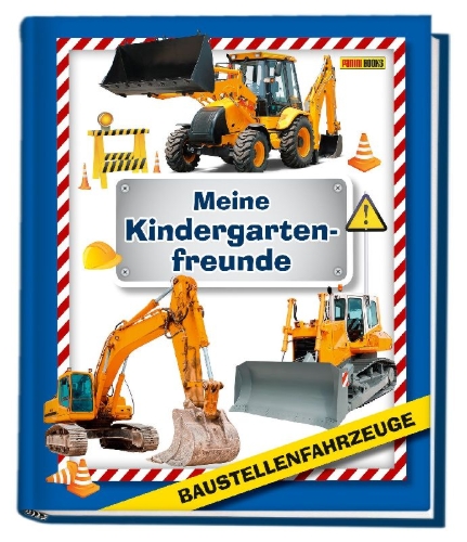 Buchcover und Innenansicht für das Buch: Baustellenfahrzeuge: Meine Kindergartenfreunde