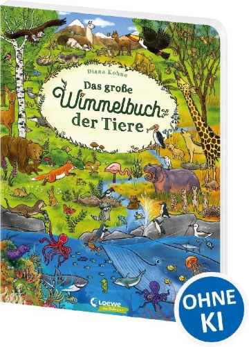 Buchcover und Innenansicht für das Buch: Das große Wimmelbuch der Tiere