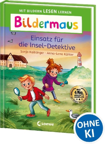 Buchcover und Innenansicht für das Buch: Bildermaus - Einsatz für die Insel-Detektive