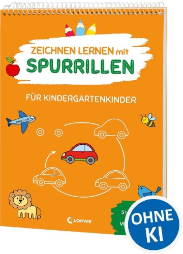 Buchcover und Innenansicht für das Buch: Zeichnen lernen mit Spurrillen - Für Kindergartenkinder