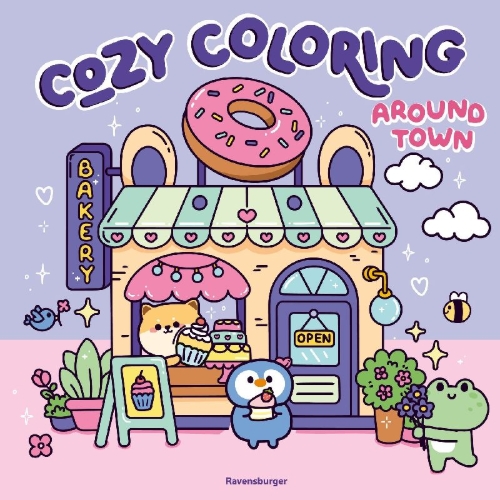 Buchcover und Innenansicht für das Buch: Cosy Colouring: Around Town