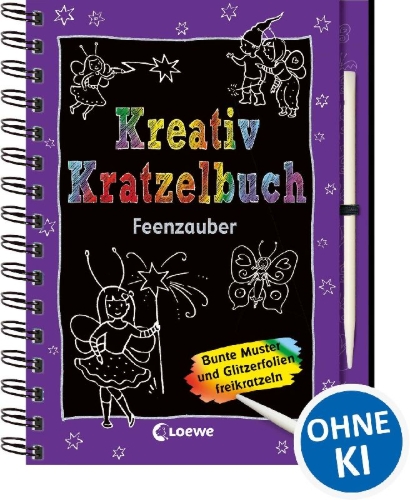 Buchcover und Innenansicht für das Buch: Kreativ-Kratzelbuch: Feenzauber