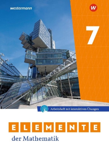 Buchcover und Innenansicht für das Buch: Elemente der Mathematik SI 7. Arbeitsheft mit Lösungen und interaktiven Übungen. Ausgabe für Niedersachsen