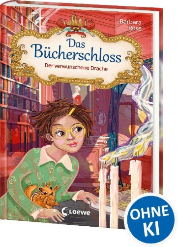 Buchcover und Innenansicht für das Buch: Das Bücherschloss (Band 7) - Der verwunschene Drache