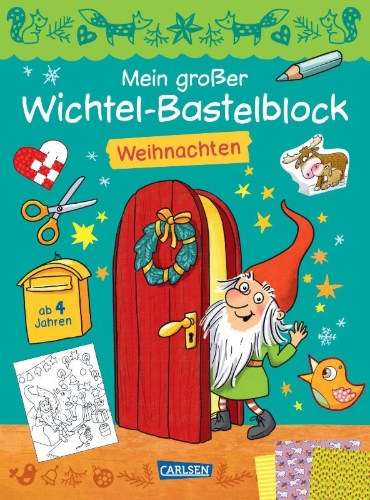 Buchcover und Innenansicht für das Buch: Mein großer Wichtel-Bastelblock