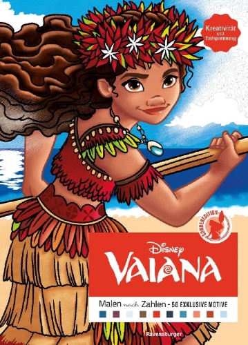Buchcover und Innenansicht für das Buch: Coloriages mystères Disney - Spécial Film : Vaiana