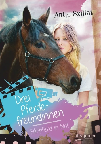 Buchcover und Innenansicht für das Buch: Drei Pferdefreundinnen - Filmpferd in Not