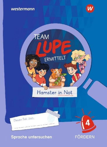 Buchcover und Innenansicht für das Buch: TEAM LUPE ERMITTELT - Übungshefte. Sprache untersuchen FÖRDERN 4