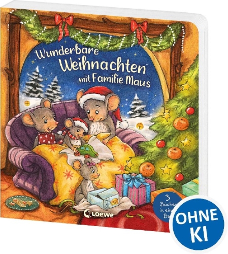 Buchcover und Innenansicht für das Buch: Wunderbare Weihnachten mit Familie Maus